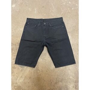 Levis 505 Shorts Mens 34 x 12 Black Denim Regular Fit Bermuda Dark Wash Zip Fly